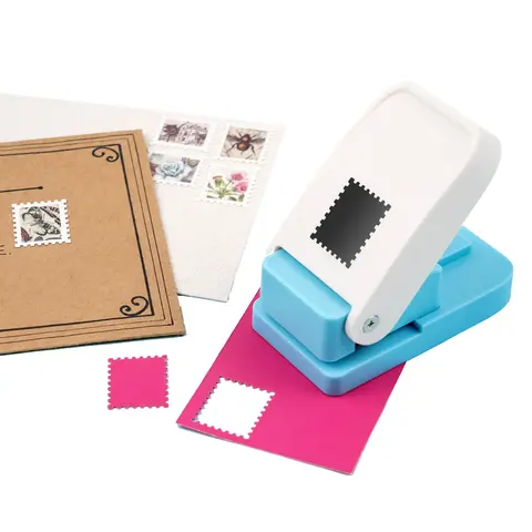 Rectangular Postage Stamp Shape Puncher, 1 x 0.8 Inch Hole Punch Tool, Smooth Hole Puncher, Ideal for Paper Crafting & Office Use, Durable Design, Lever Action Craft Punch for Scrapbooking
