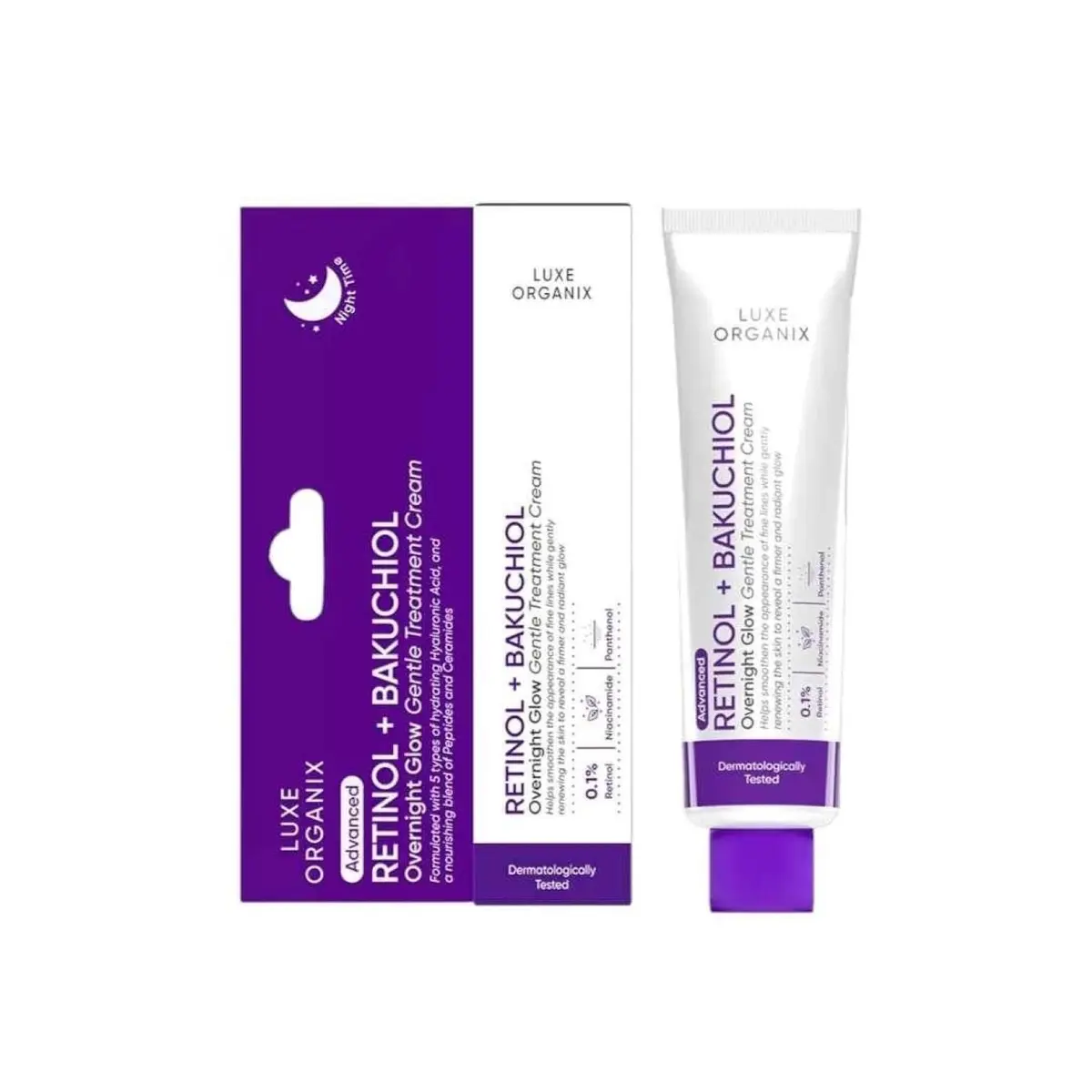 Luxe Organix PH Retinol+ Bakuchiol Overnight Glow Gentle Treatment Cream 30g Skin Repair