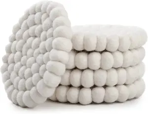 Square Felt Ball Coasters - 100% Merino Wool Table Coasters - Felt Coaster Pads, Absorbent Trivet for Drinks - Heat Resistant, Thick & Durable Hand Felted in Nepal by Woolygon- Multicolor - Set of 5