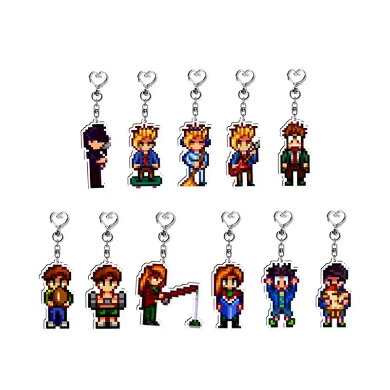 Stardew Valley Pixel Character Acrylic Keychain – Alex, Harvey, Shane, Sam, Sebastian, Abigail, Emily, Haley & Penny – Cute Game Keychain Pendant Gift for Fans