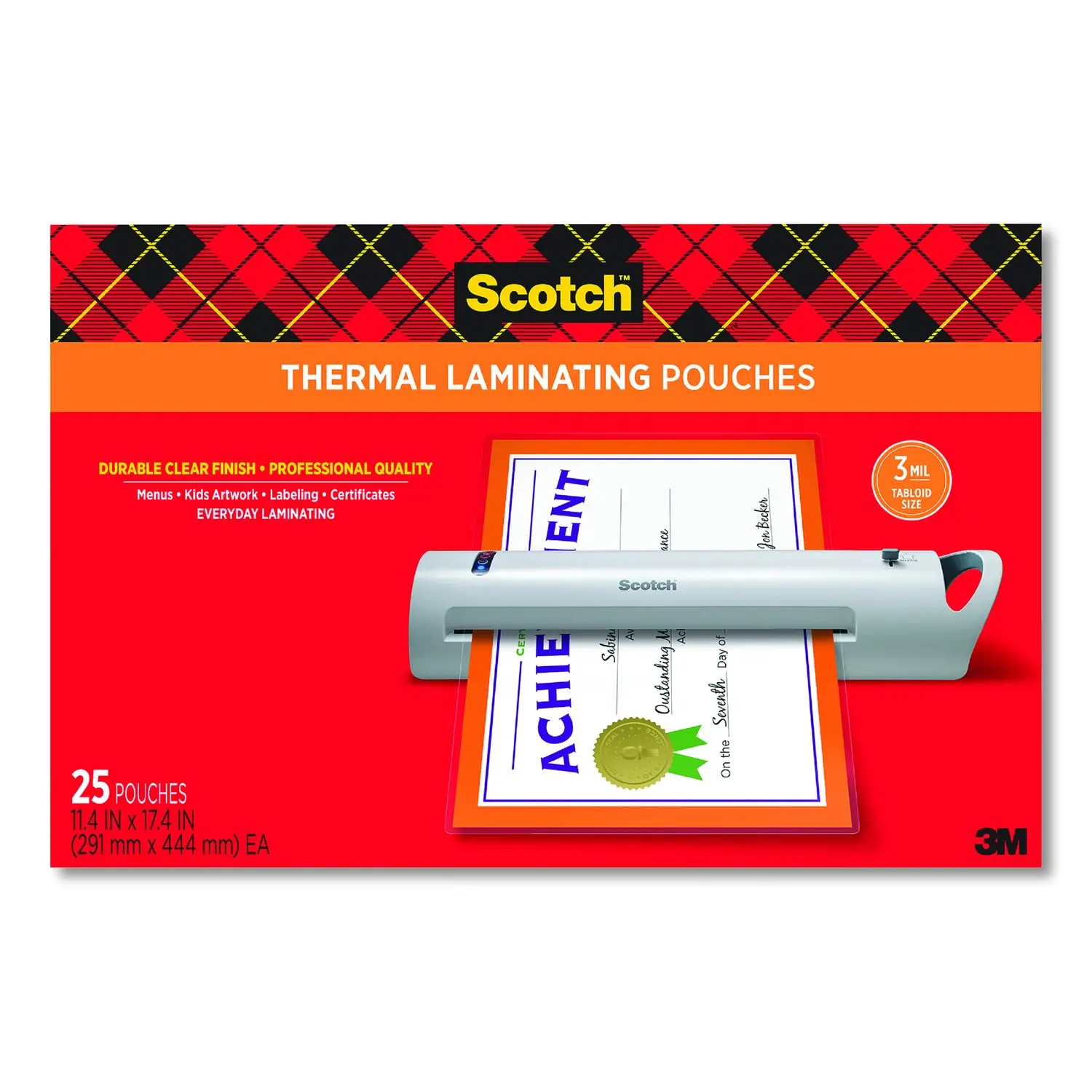 Laminating Pouches 3 mil 11.5" x 17.5" Gloss Clear 25/Pack TP385625