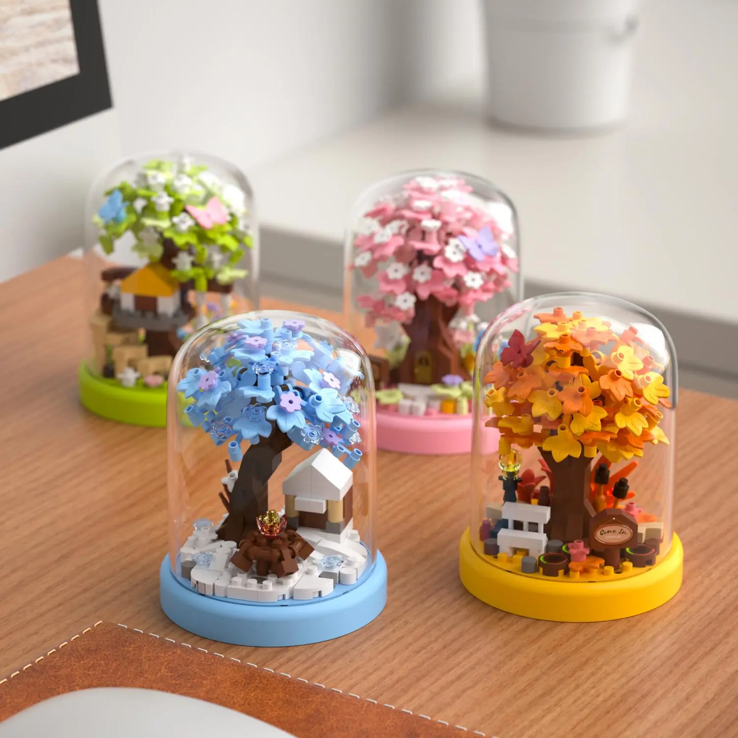 Treehouse Series Mini Building Blocks Set, Mini Model Kit with Dust Cover, Creative Educational Building Toy for Kids