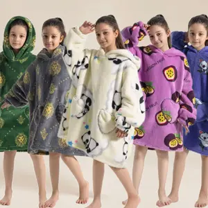 Cute National Treasure Print Plush Blanket Robe, Long Casual Elegant Home Style, Thick Warm Winter Sleepwear