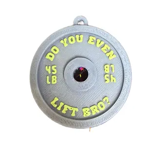 Mini Barbell Plate Keychain 45LB Gym Gift for Lifters with Bold Text