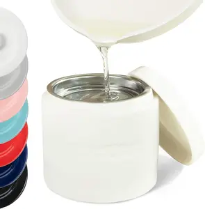 Ceramic  Container Keeper with Metal Stainless Steel Strainer and Lip for Easy Pour ()