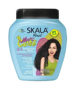 SKALA Brasil Mais Cachos 2-in-1 Treatment Cream & Leave-In Conditioner for Curly Hair - Vegan Shea Butter & Castor Oil Hair Mask, Deep Hydration, Softening, Anti-Frizz, 1000g