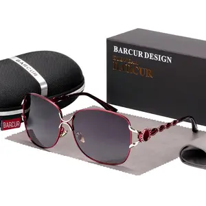 Barcur Oversized Rectangle Polarized Sunglasses – UV400 Pearl Temple Women
