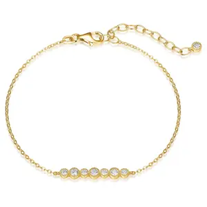 Diamonique 0.65 cttw Adjustable Bar Bracelet, 18K Gold-Clad