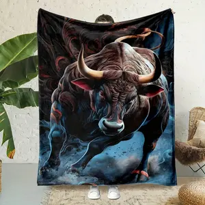 Playful Bull Print Throw Blanket - Farmyard Flannel for All-Season Comfort, Rural Gifts & Whimsical Decor---Warm Haven Textiles
