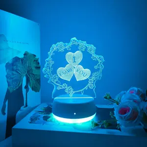 1pc 3D Creative Heart Flower LED Night Light, Touch Mode, Bedroom Decor, Restaurant Bar Decoration, Holiday Gift Idea, Flower Design Lamp