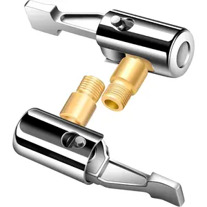 2-Packs Lock On Air Chuck Tire Inflator Hose Adapter, Metal Locking Tire Chuck with Standard Tire Valve Thread, No Leakage Tire Inflating Hose Nozzle for Portable Tire Pump/Air Compressor