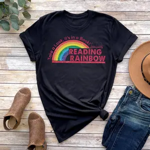 Retro Comfort Reading Rainbow Shirt, Vintage Book Lover Tee, Teacher Appreciation Gift, Cozy Reading Aesthetic, Unisex Crew Neck, Trending Top