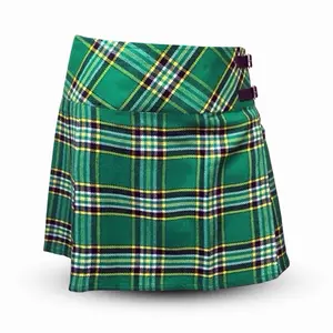 Ladies Irish Heritage Skirt/Kit - Green Plaid Design with Belt, Comfortable Fit, Traditional Style, Everyday Wear, Fitted Style