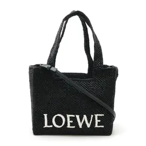 Pre-owned Loewe Straw Tote Bags Font Raffia Leather 2way Tote Bag