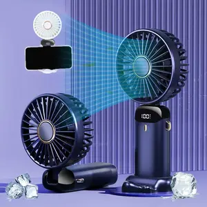 PQRQP Summer new Portable Handheld Fan,Digital Display,5 Speeds,USB Recharging for Travel and tourism,Silent fan with Base