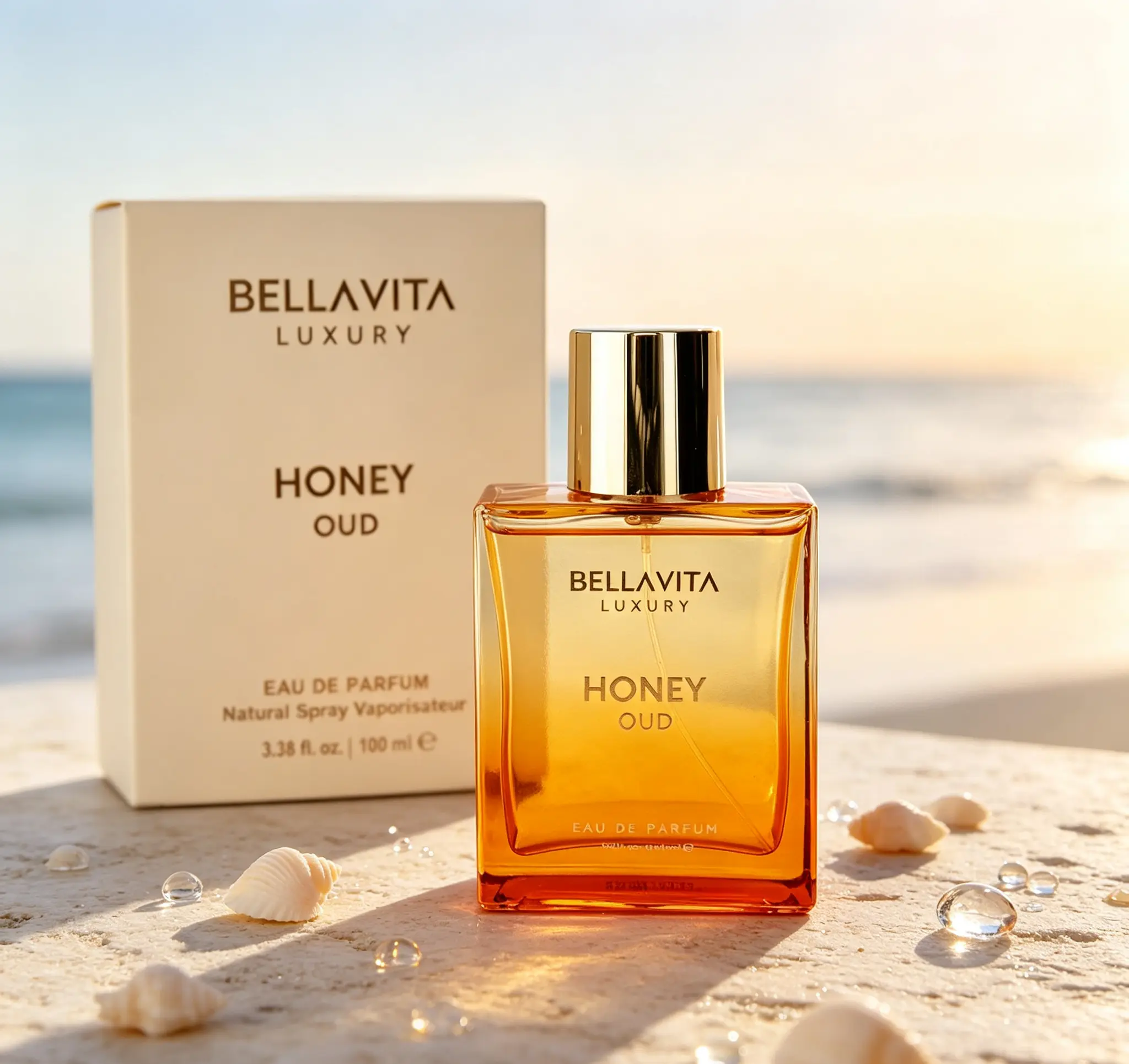 Bellavita Luxury Honey Oud EDP 3.38oz | Warm Woody Honey Oud Fragrance, Vegan Unisex Perfume Bergamot Patchouli Vanilla Long Lasting Scent