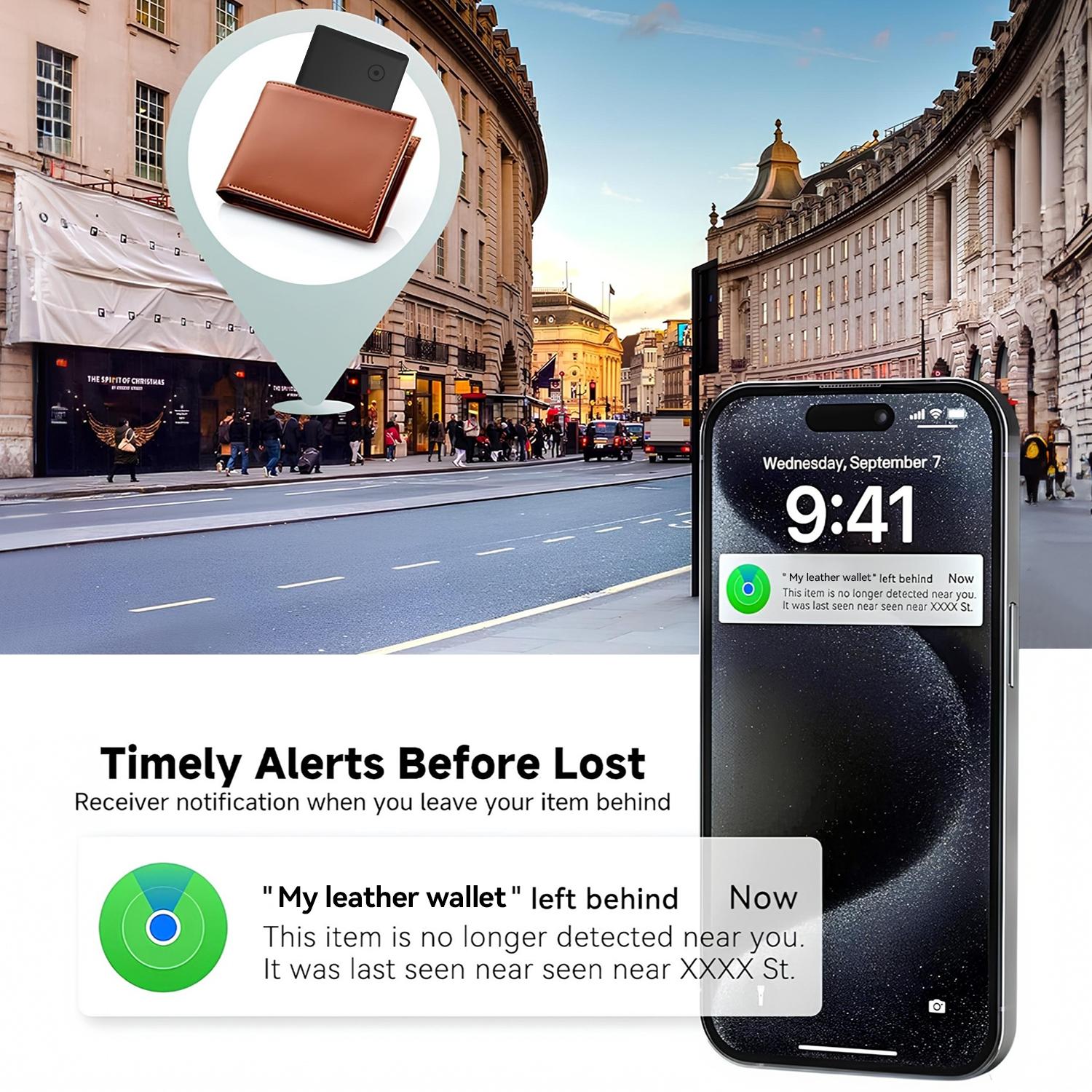 [Apple MFi Certified] Wallet Tracker Card Works with Apple Find My (iOS Only) — Ultra-Thin, 3 Year Battery No Charging Needed,Bluetooth Tracker for Wallet,Passport,Luggage,Key