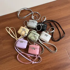New Mini Women’s Coin Purse, Earbud Case, Lipstick Pouch, Mini Bucket Bag with Charm and Strap, A Perfect Gift for Women