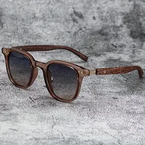 1 pair of retro square women's eyeglasses, wood grain frame with dark lenses and high quality plastic frame, lightweight and comfortable, suitable for casual and formal occasions, both decorative and protective.