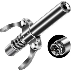 Grease Gun Coupler: 6 Jaws Securely Lock onto Zerk Fittings, Leak-Proof, Handles 10000 PSI Quick Release Grease, Compatible with All 1/8" NPT Grease Gun Couplers.