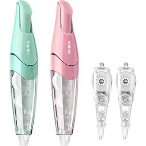 Refillable Retractable White Smooth Cute Correction Tape with 2 Extra Refills, 4 PCS for Office Supplies (CS-25)