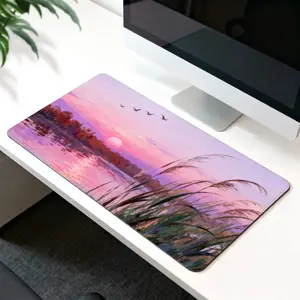 Extra Large Gaming-Style Mouse Pad (31.5"x15.75") with Reinforced Stitched Edge, Anti-Slip Base, Comfortable Surface & Aesthetic Reeds Landscape Design for Gaming, Office Use, Gaming-Style Mouse Pads