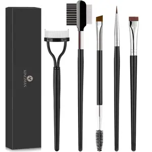 Eyebrow Brush & Eyelash Separator Eyeliner Brush and Brow Comb Lash Spoolie Brush, Steel Mascara Comb Grooming Brush, 5Pcs Eye Makeup Tools