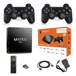 M8 Pro Mini Retro Game Console, 4K HD Android TV Box 2-in-1, 64GB with Abundant Classic Games, Bluetooth Dual Controllers, Wireless Game Player for TV Home Entertainment