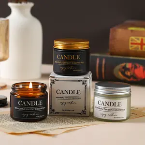 Scented Candle Gift Set - Premium Wedding/Birthday Gift, Frosted Glass Jar (Brown/White/Black), Natural Soy Wax, Smokeless Essential Oil Diffuser, Long-Lasting Home Aromatherapy