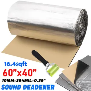 60''x 40'' 16.5Sqft Thermal Sound Deadener Car Heat Shield Insulation Noise Reduce Mat 10mm Thickness 394mil Mats with Roller,for Auto Hood Engine Roof Door and Trunk