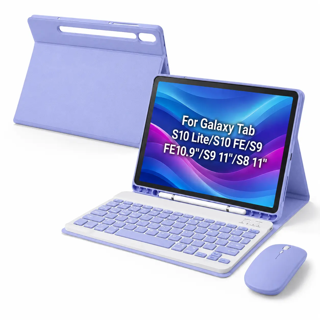 Keyboard Case for Samsung Galaxy Tab S10 Lite/S10 FE/S9 FE 5G 10.9-Inch and S9/S8 11-Inch, Detachable Bluetooth Keyboard, Wireless Mouse & Stylus Pen, Magnetic Cover with Auto Wake/Sleep