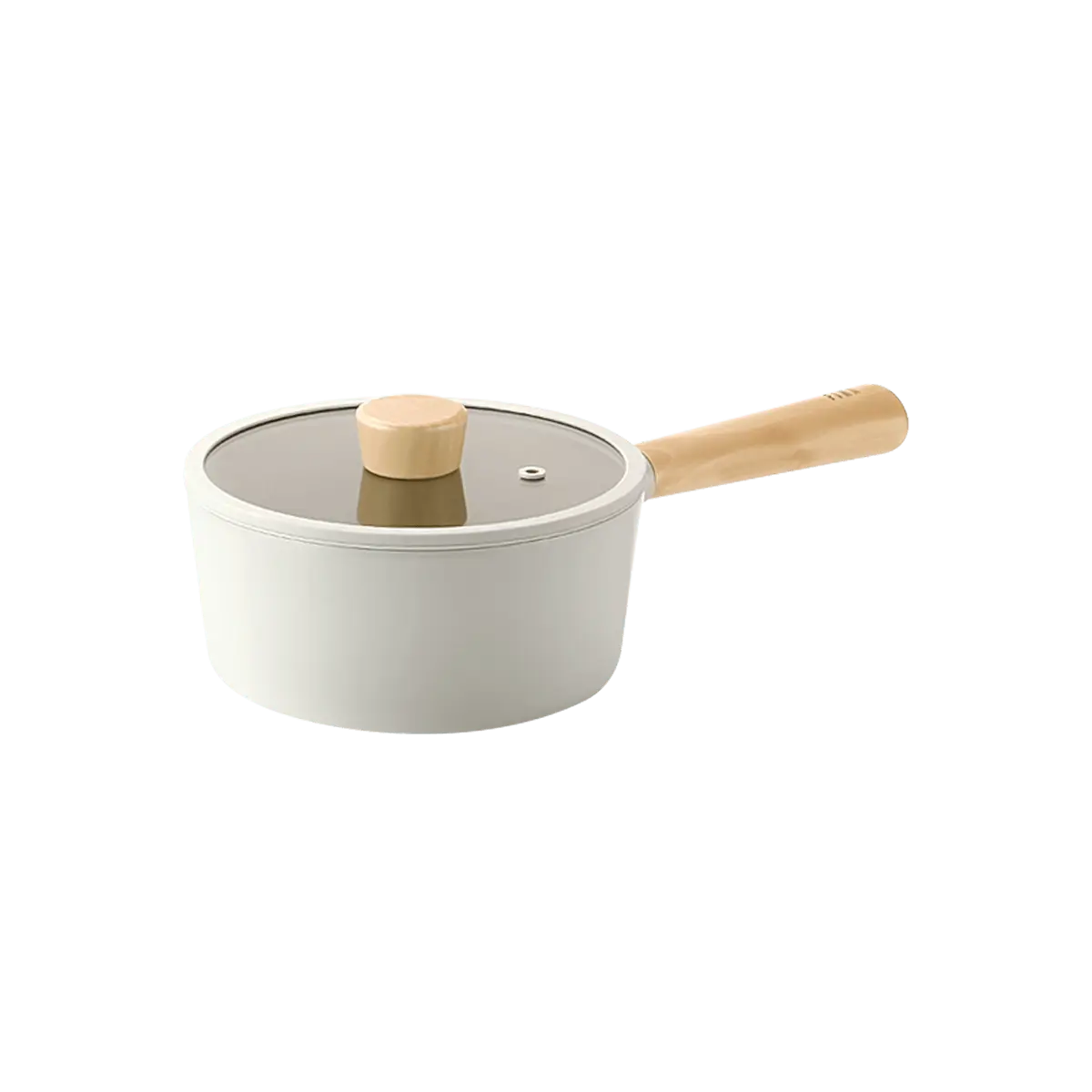 NEOFLAM Fika 1.7qt Saucepan with Glass Lid and Wooden Handle 18cm