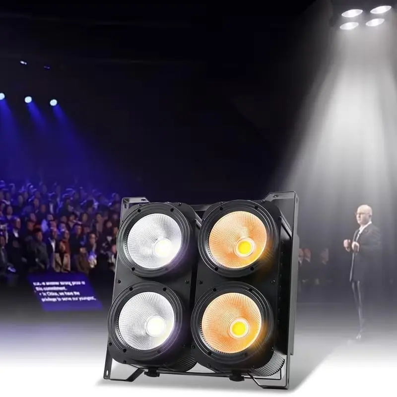 400W 4-Eye COB Audience Stage Front Light, Cool-Warm White Dual Color, DMX512-Supported, Sound-Activated & Auto Modes with Strobe Effect, Ideal for Weddings, Stage Performances
