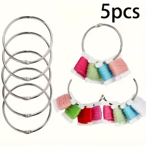 5PCS Sleek Silvery, Winder Rings Thread Organizer DIY Embroidery Thread Bobbins Storage Ring Cross-Stitch Card Thread Holder Sewing Accessories, Sewing Storage, Sewing Supplies Crafts