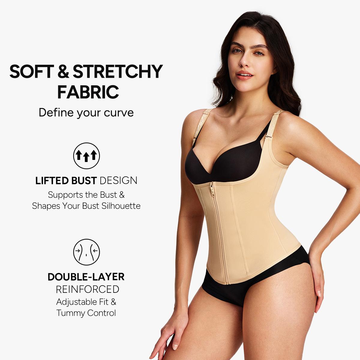 Nebility Women's Highwaist Corset Vest | Tummy Tuck Shapewear, Black | Sport & Daily Compression Womenswear Shaper Clothes Basic