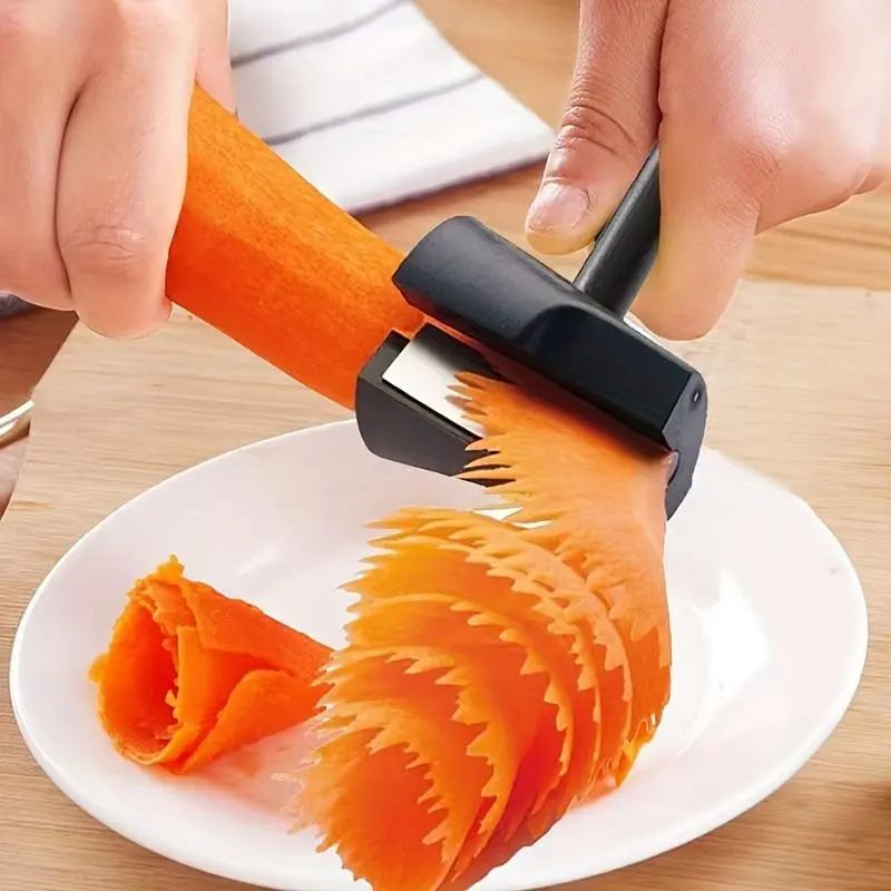 1pc Multifunctional Rotary Vegetable Fruit Slicer, Spiral Funnel Carrot Carving Knife, Creative Peeler for Cutting Peeling Vegetables, Restaurant Kitchen Tool, with Easy Grip Handle