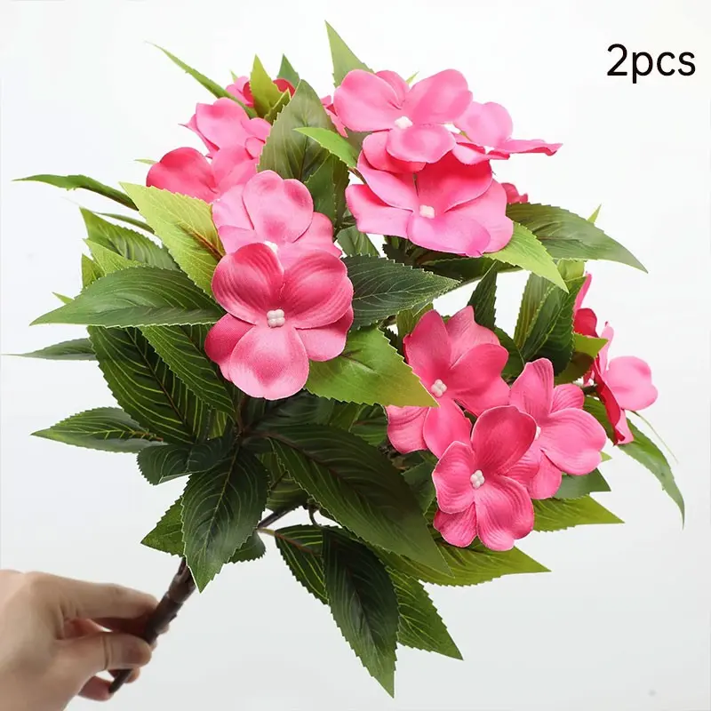 2pcs Artificial Impatiens Flowers, Multi-Color Fake Floral Pots, Long-Lasting Decorative Arrangements, Home & Outdoor Decoration, Artificial Flower Decorations, Faux Flower Decorations