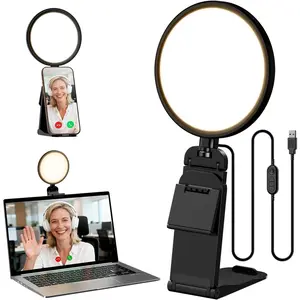 Computer Zoom Lighting for Video Conference, 5" Eye-Caring Ring Light with 50 Modes CRI>97.8, 3000K-6500K for Video Recording/Streaming/Selfie, Desk Lights for Phone/Laptop/Webcam/Monitor