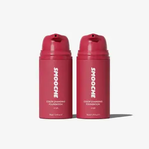 Smooche Color Changing Foundation 2pcs - Skin Tone Adapting Liquid Foundation for Women, Self Adjusting Natural Finish, Blurs Imperfections & Fine Lines, SPF 15, All Skin Types, 1.01 Fl Oz