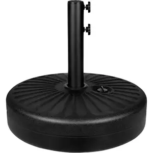 50LBS Round Umbrella Base Water Filled with Steel Umbrella Holder, Heavy Duty Fillable Umbrella Base Stand for Outdoor, Patio, Lawn, Garden (Black)