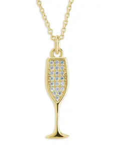 Pave CZ Champagne Flute Pendant Necklace