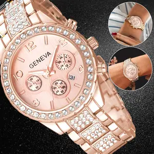 Women's Rose Gold Quartz Watch with Stainless Steel Case, Classic Design, Waterproof, Business Gifts, Elegant Pink Finish