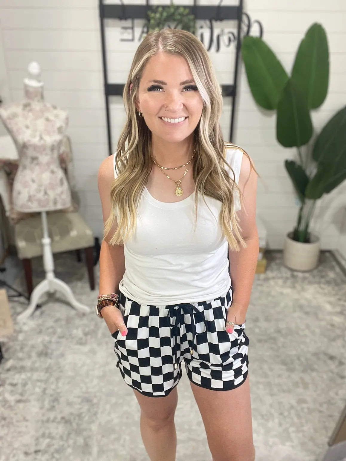 Your Move Checkered Shorts