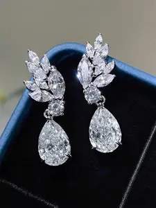 Unique Artificial Zircon Fashionable Earrings for Women, Party Jewelry Gift, Anniversary Accessory, Copper Chain, Casual Style, All Seasons Wear, Party Ready