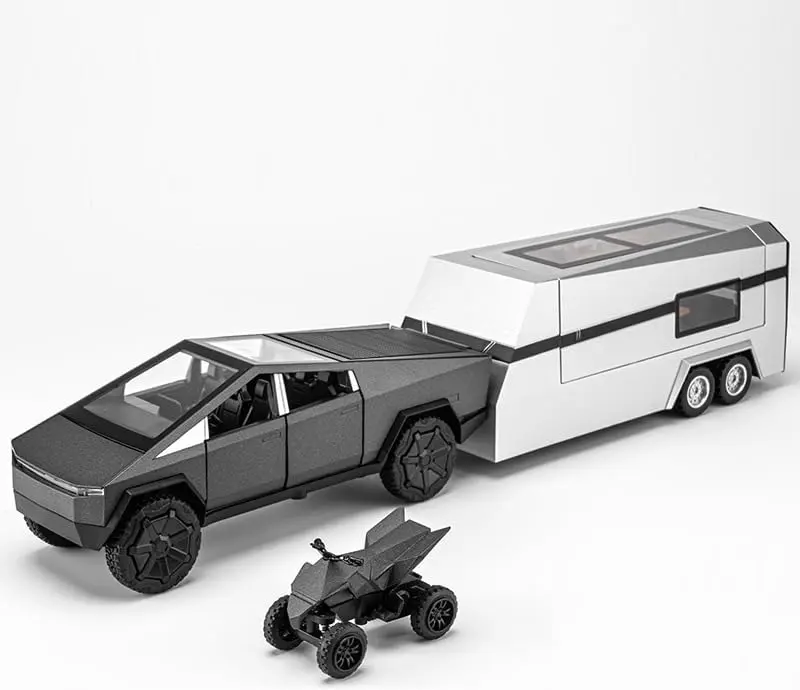 1/32 Scale Premium Diecast Alloy Sturdy Toy Trucks - Pull Back Function, Lights, Sounds, Collectible Model Cars, Cyber Style RV Trailer Ornaments, Unisex Tech-Kid Gifts for Ages 3+, 2026 Black Friday Cyber Holiday Toys, Wheeled