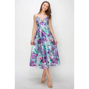 Fauna Floral Organza Midi Dress with Pockets
