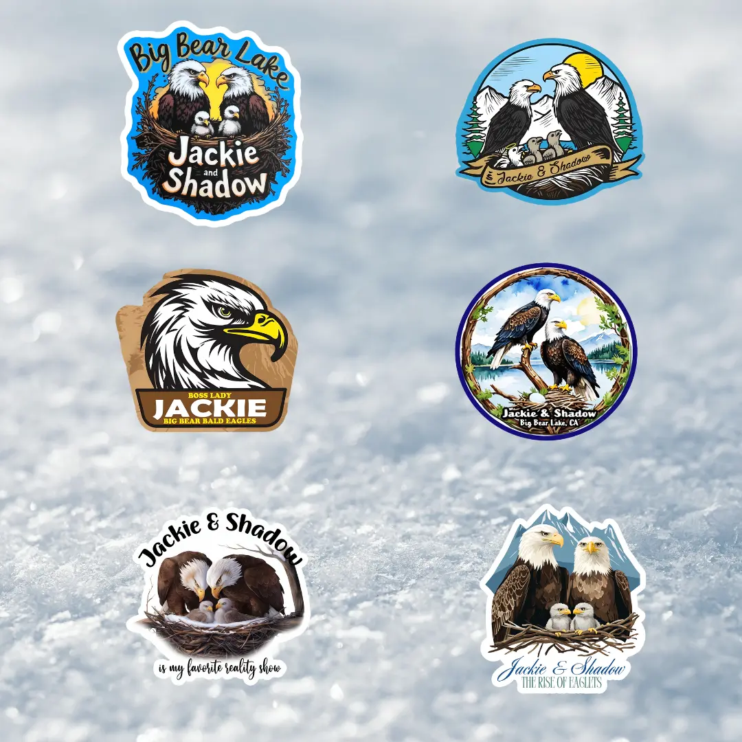 Jackie & Shadow Sticker, Big Bear Bald Eagle Sticker, Waterproof Vinyl