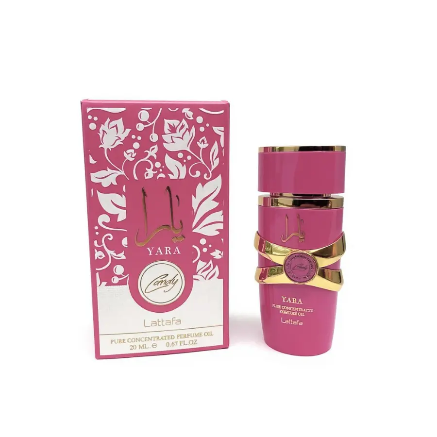 Lattafa Yara Candy Concentrated Perfume Oil, Long Lasting Floral Fruity Amber Fragrance with Notes of Strawberry, Gardenia & Vanilla for Women, Gardenia Vanilla Amber