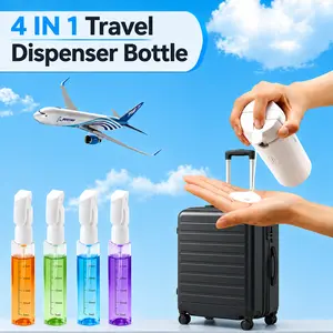 4-in-1 Travel Dispenser Bottle for Toiletries Portable Cosmetic Shampoo Storage Lotion Compact Plastic Container Wholesale Easy Press Smooth Flow bottle