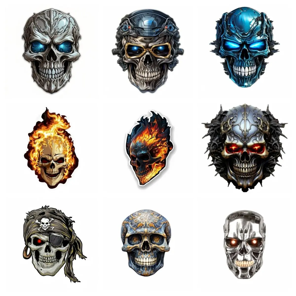 Skeleton Head  Car Stickers for Windshield Body Windows Non Fading Vinyl Decals Motorcycle Head Cool  Skull Decoration
